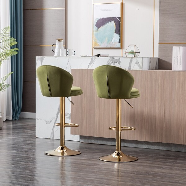 Round Swivel Adjustable Bar Stools with Footrest and Base