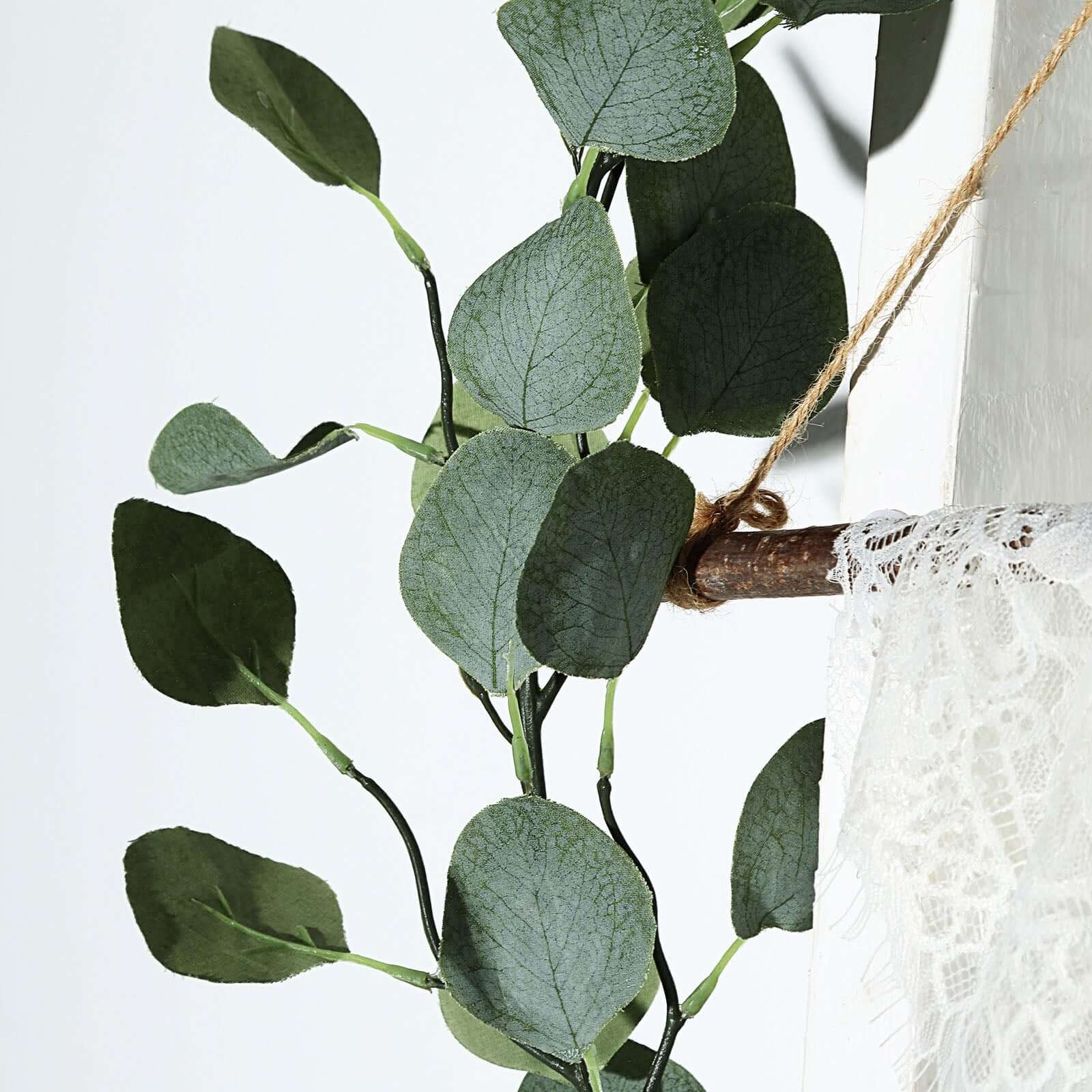 Frosted Green Artificial Silk Eucalyptus Leaf Garland Vine 6.5ft