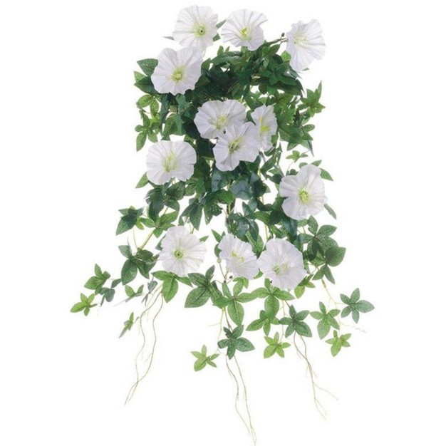 Cream Morning Glory Artificial Hanging Bush