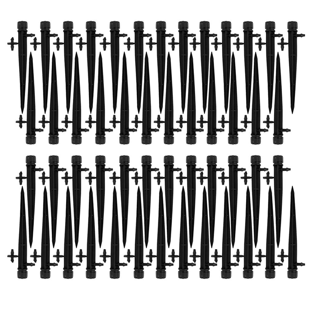 OUNONA 50pcs 360 Degree Adjustable Irrigation Drippers Sprinkler Emitters Watering Drippers on Stake Water Dripper (Black)