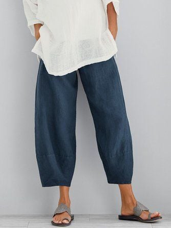 Casual Linen All-match Women Trousers