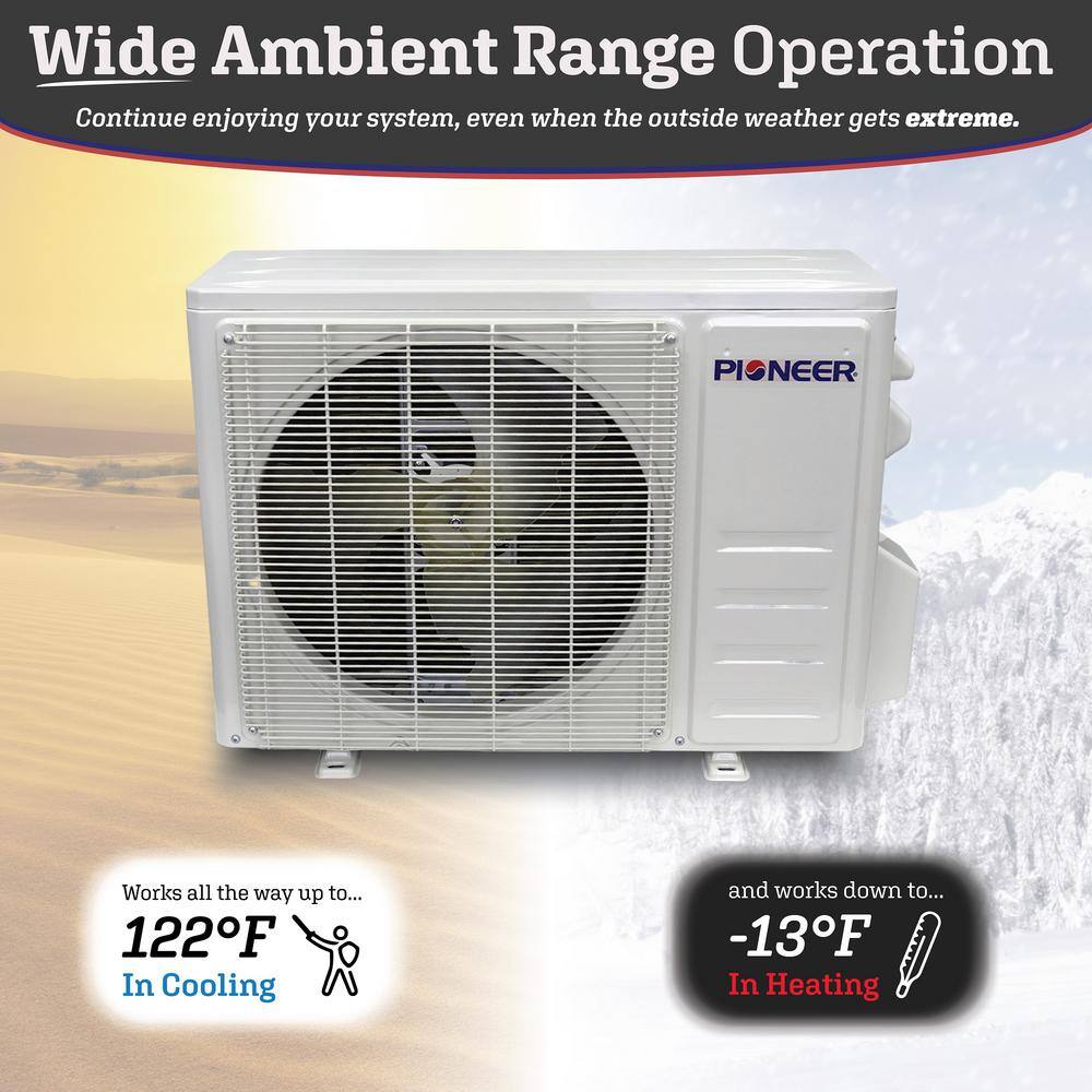 Pioneer Low-Ambient 36000 BTU 3 Ton 19 SEER2 Ductless Mini Split Wall Mounted Inverter Air Conditioner with Heat Pump 208V230V WYT036GLFI19RL