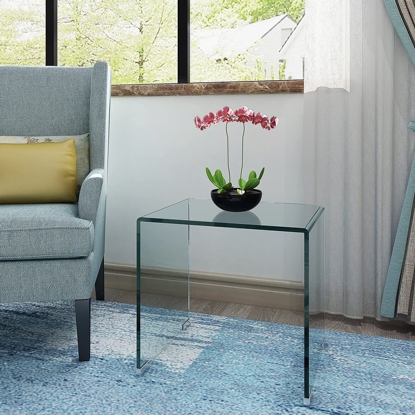 Whole Tempered Glass Coffee Table Clear End Table Transparent SideTable for Living Room - as picture