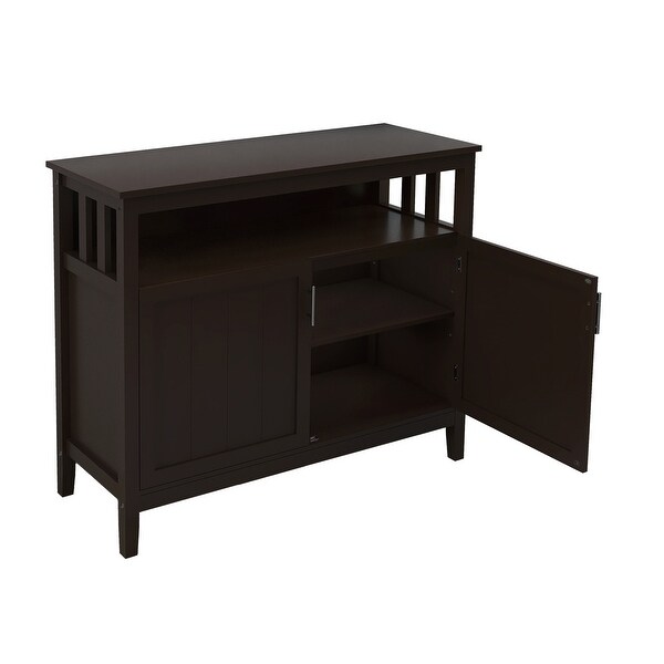 Wood Sideboard Storage Cabinet with Open Storage Shelf， Adjustable Shelf and Metal Handles