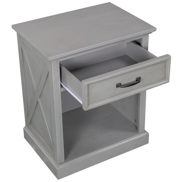 Nightstand End Table with Drawers Storage for Living Room/Bedroom - - 36111506