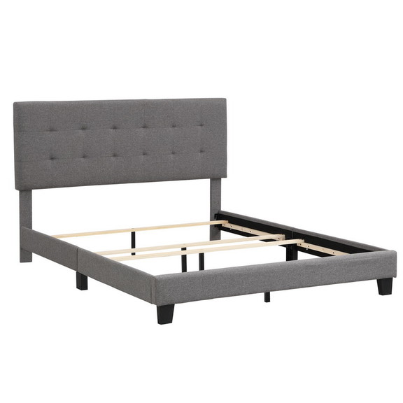 Upholstered Platform Bed with Tufted Headboard  Bo...