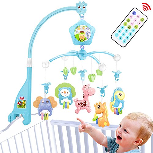 Baby Mobile for Crib， Crib Toys with Music and Lights， Remote， Stand， Holder， Carrier， lamp， Projector for Pack and Play. Cri