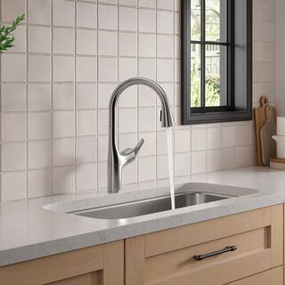 KOHLER Safia 1-Handle Pull Down Sprayer Kitchen Faucet with Integrated Soap Dispenser in Vibrant Stainless K-R24298-VS