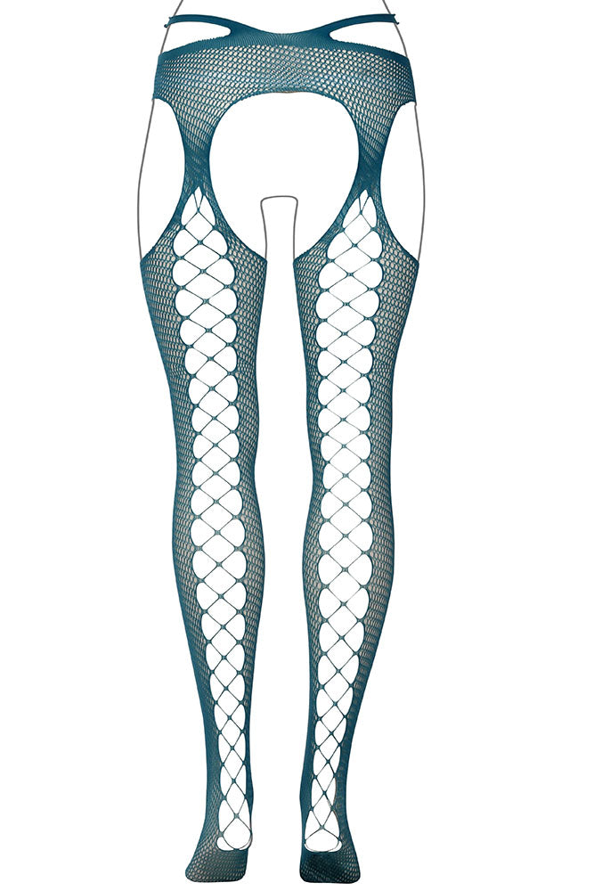 Le Désir Blue Strappy Suspender Pantyhose XL