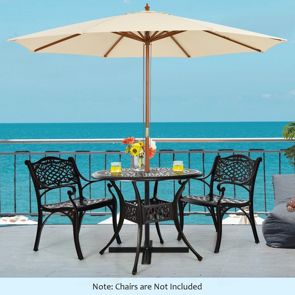 Gymax 36'' Outdoor Round Dining Table Cast Aluminum Patio Bistro Table