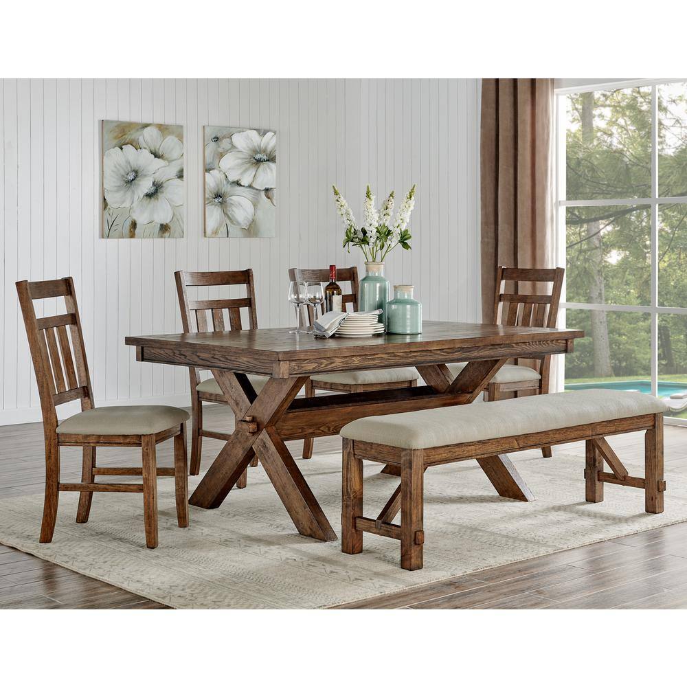 Powell Company Krause Rustic Umber Brown with Ash Veneer 6-Piece Dining Set HD1432D619