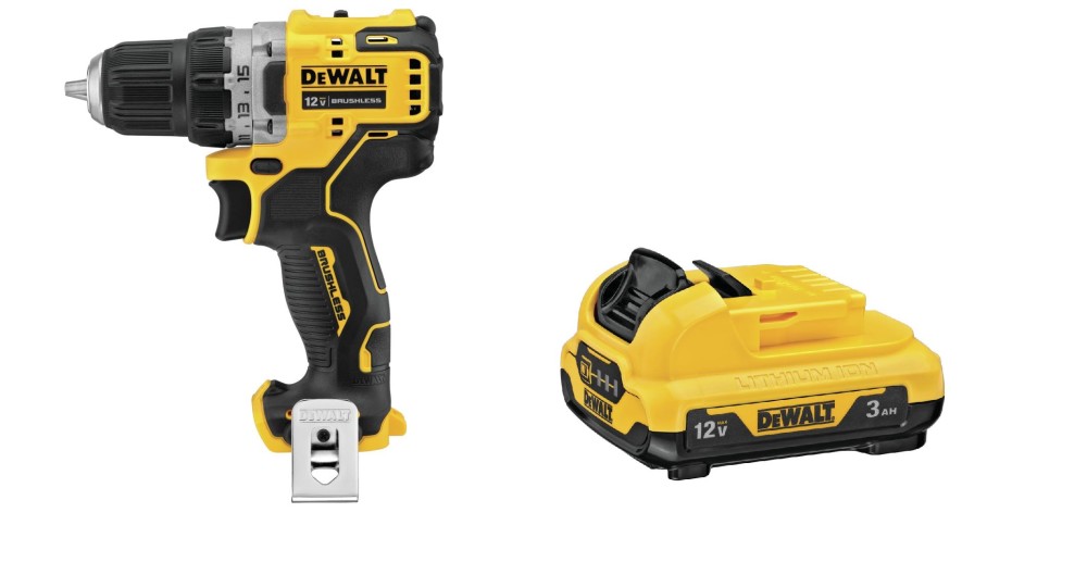 DEWALT XTREME 12V MAX 3/8 Drill Driver and 3Ah Li Ion Battery Bundle