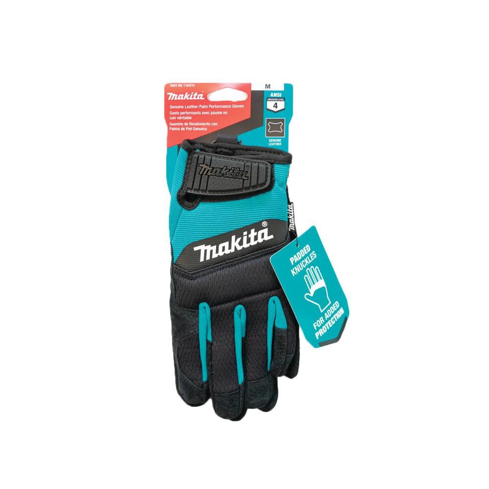 Makita Performance Gloves Genuine Leather Palm Medium T-04210 from Makita