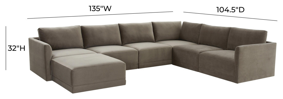 Willow Taupe Modular Large Chaise Sectional   Transitional   Sectional Sofas   by First of a Kind USA Inc  Houzz