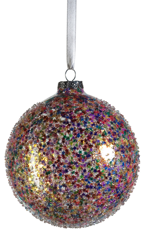 4.75 quotMulti Bright Confetti Glass Ball Ornaments  Set of 4   Christmas Ornaments   by Zodax  Houzz