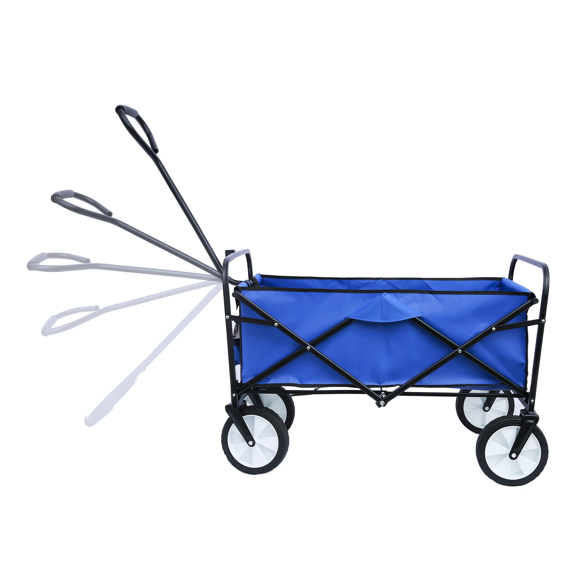 Outdoor Collapsible Folding Utility Wagon with Universal Wheels & Adjustable Handle for Shopping, Garden, Park Picnic and Beach Camping，Blue