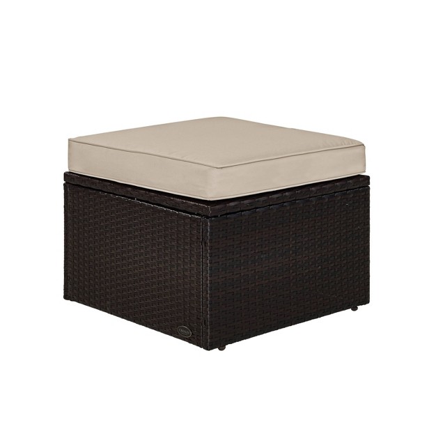 Palm Harbor Outdoor Wicker Ottoman Sand Crosley