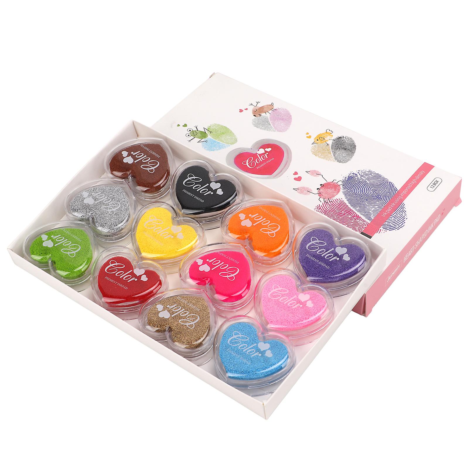 12 Color Stamp Pad Colorful Small Love Candy Color Washable Carving Inkpad Rubber Stamp Diy Stamp For Kid Gifts