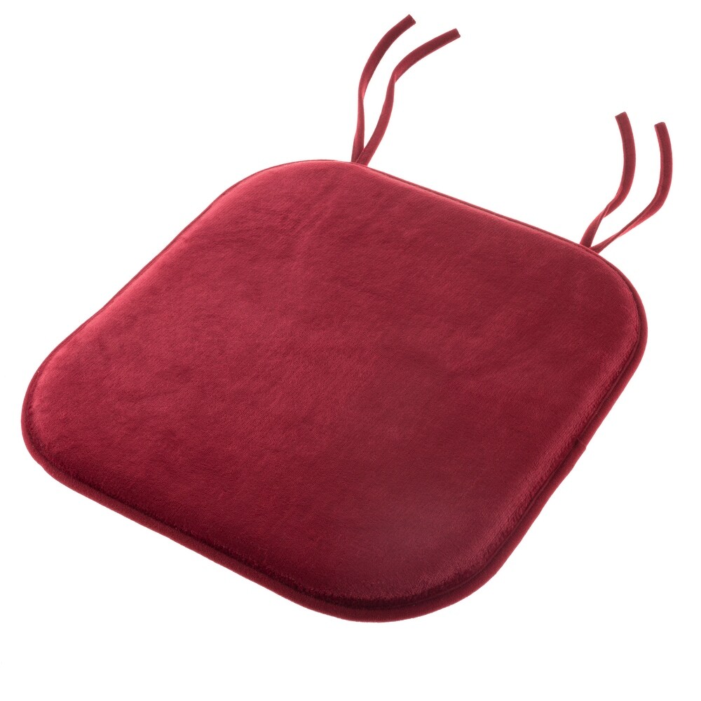 Memory Foam Chair Cushion Square 16”x 16.25” Plush Chair Pad with Ties by Lavish Home