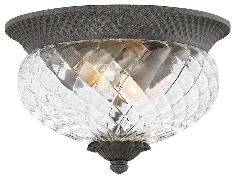 Hinkley Lighting 2 Light Plantation Foyer  Museum Black 2128MB   Traditional   Outdoor Flush mount Ceiling Lighting   by ShopFreely  Houzz