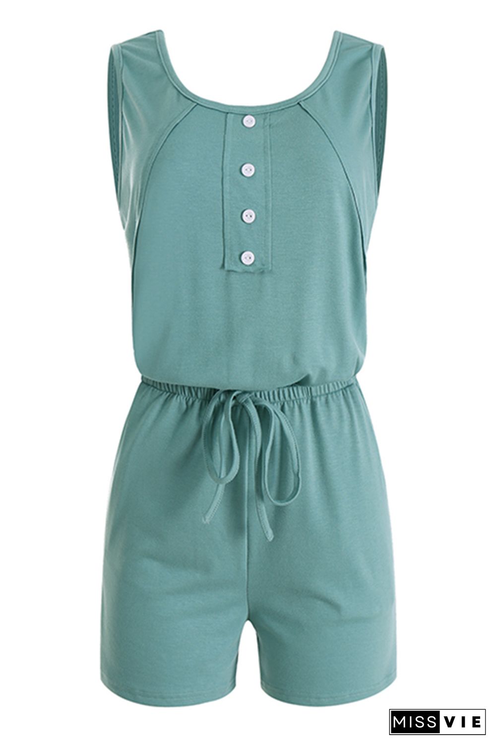 Sleeveless Buttons Shorts Romper Wholesale