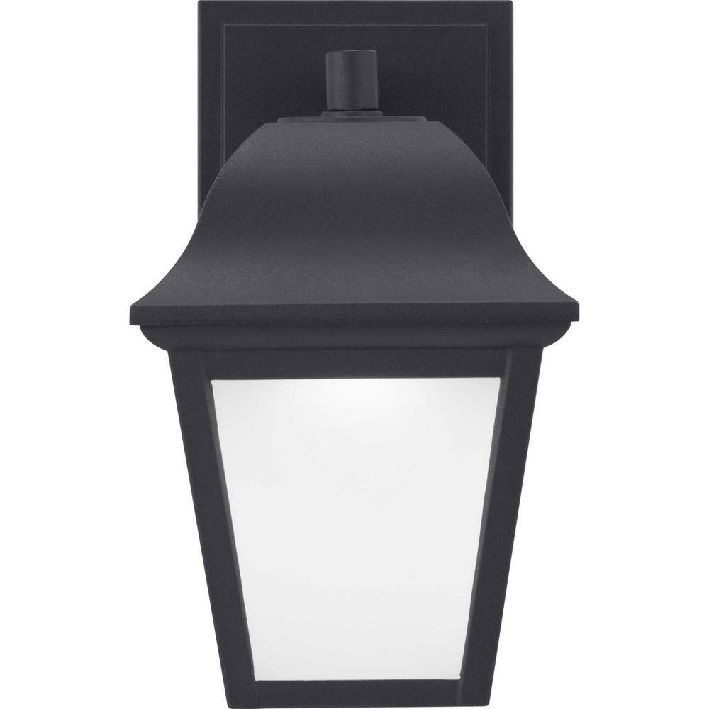 Progress Lighting Die-Cast LED 1-Light Textured Black Etched Glass Traditional Outdoor Wall Lantern Light P560136-031-30