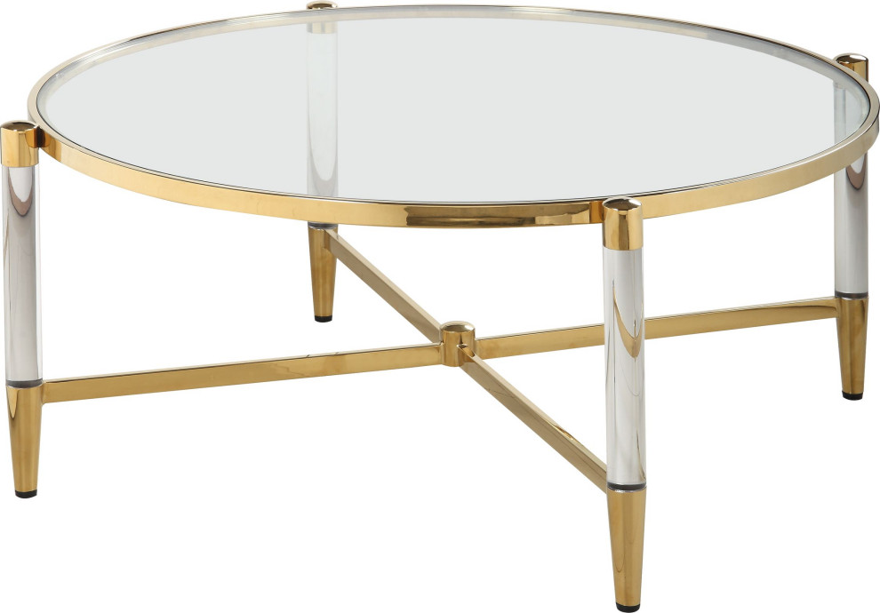 Round Tempered Glass Cocktail Table   Midcentury   Coffee Tables   by HedgeApple  Houzz