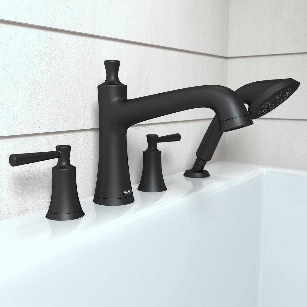 Hansgrohe Joleena 2-Handle Deck Mount Roman Tub Faucet with Hand Shower in Matte Black 04777670