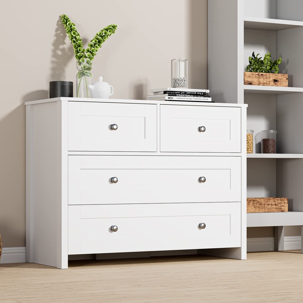 4 Drawer Dresser  Modern Chest of Drawers  with Wood Storage Organizer Dressers