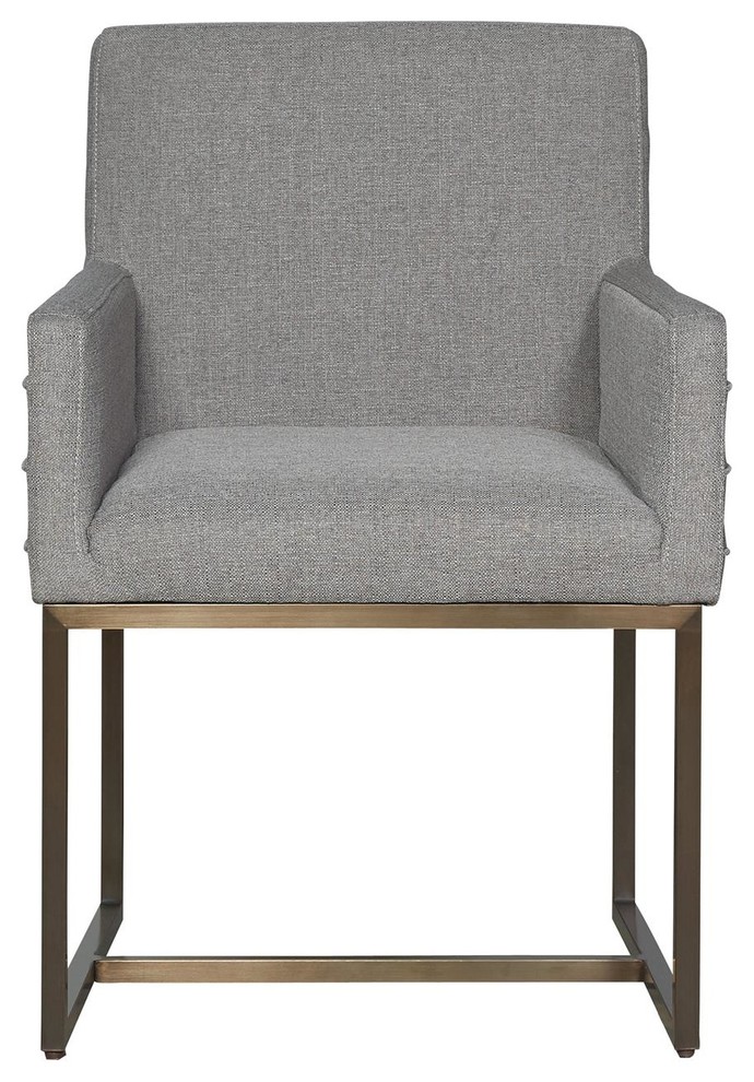 Cooper Modern Bronze Metal Leg Upholstered Arm Chair   Transitional   Dining Chairs   by Homesquare  Houzz