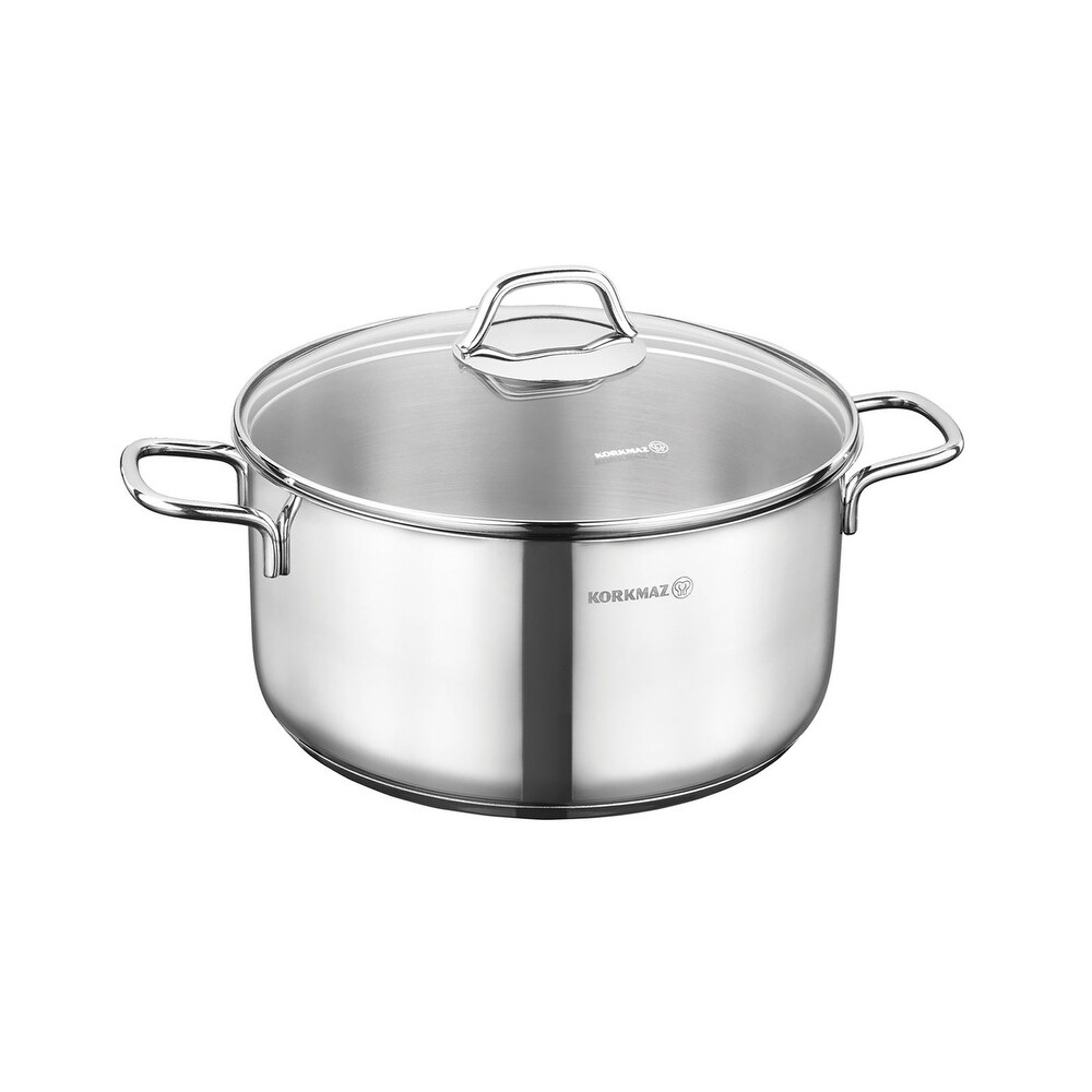 2 Piece 5.5 Liter Stainless Steel Casserole with Lid in Silver