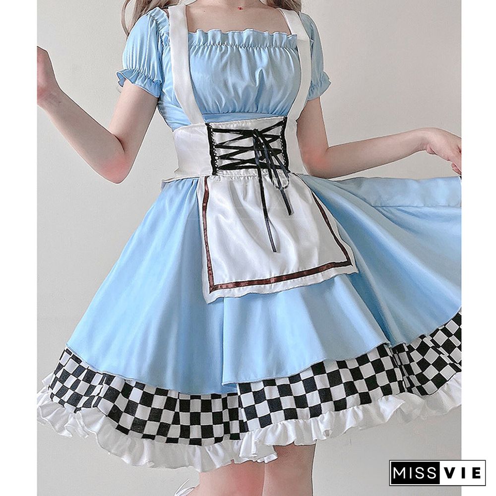 Lace Up Lattice Rulffled Lolita Dress