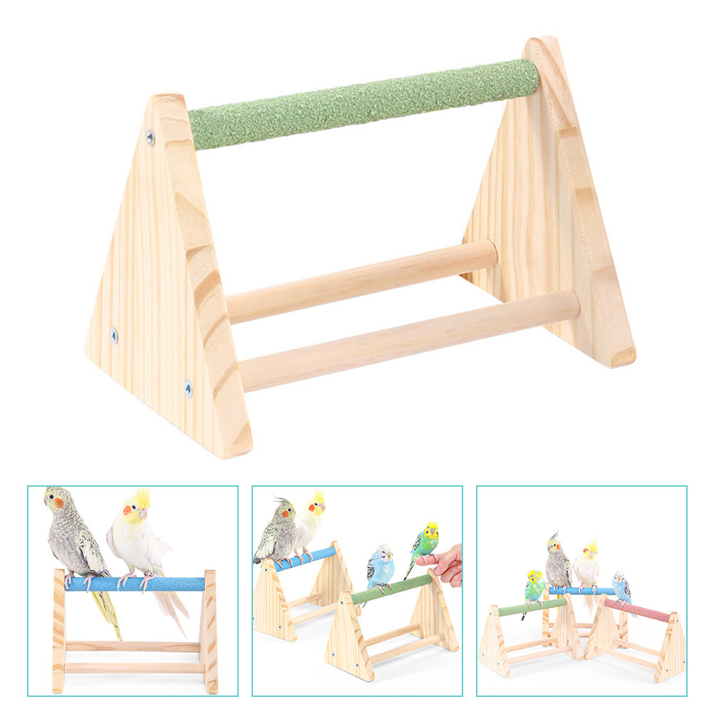 Frcolor Bird Stand Parrot Perch Toys Cage Play Swing Training Stick Wood Accessories Playground Platform Standing Pet Triangle