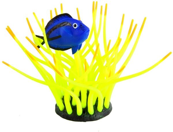 Underwater Treasures Glow Action Bubbling Blue Tang in Anemone Fish Ornament