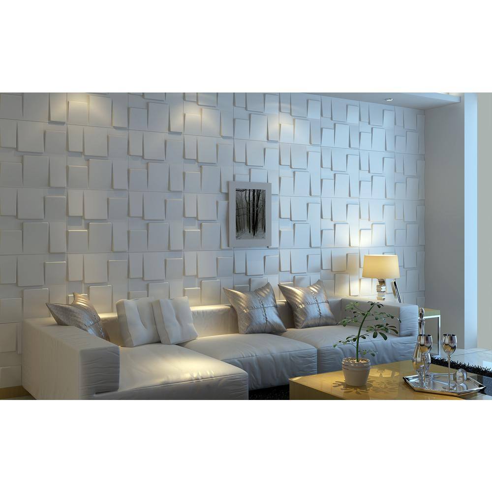 Art3d 19.7 in. x 19.7 in. White PVC 3D Wall Panels Decorative Wall Design (12-Pack) A10020