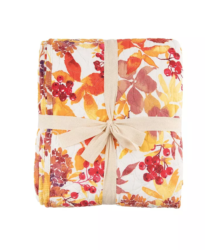 CandF Home Cordelia Quilted Fall Leaves Watercolor Throw Blanket