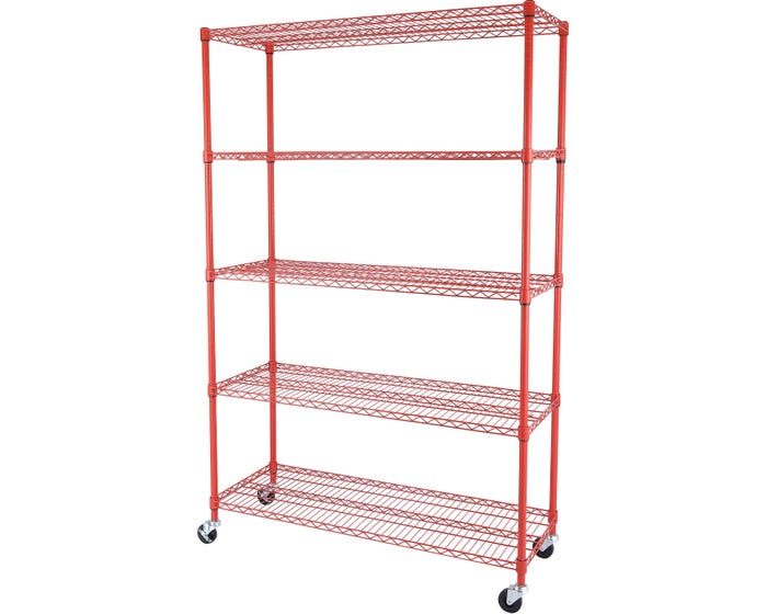 Seasonal Expressions 5-Shelf Shelving Storage Units on Wheels Casters， Adjustable Heavy Duty Metal Shelf Wire Storage Rack for Home， Office， Garage， Kitchen， Bathroom Organization ( 47