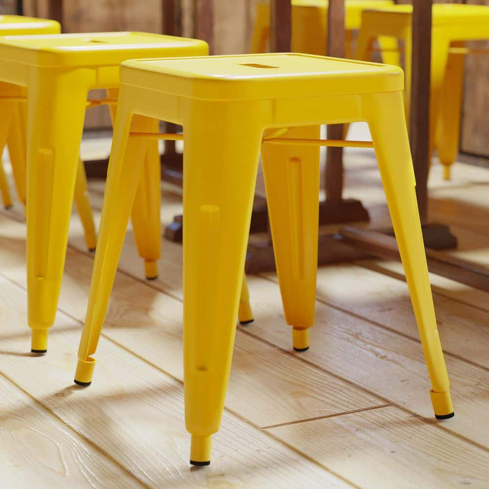 Carnegy Avenue 18 in. Yellow Backless Metal Bar Stool with Metal Seat Set of 4 CGA-ET-509915-YE-HD