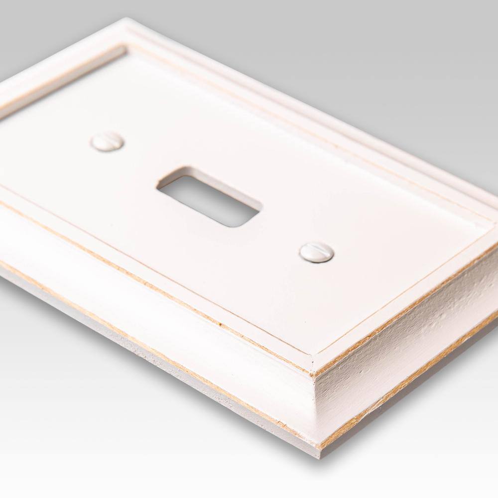 AMERELLE Savannah 2 Gang 1-Toggle and 1-Duplex Wood Wall Plate - White 4040TDDW