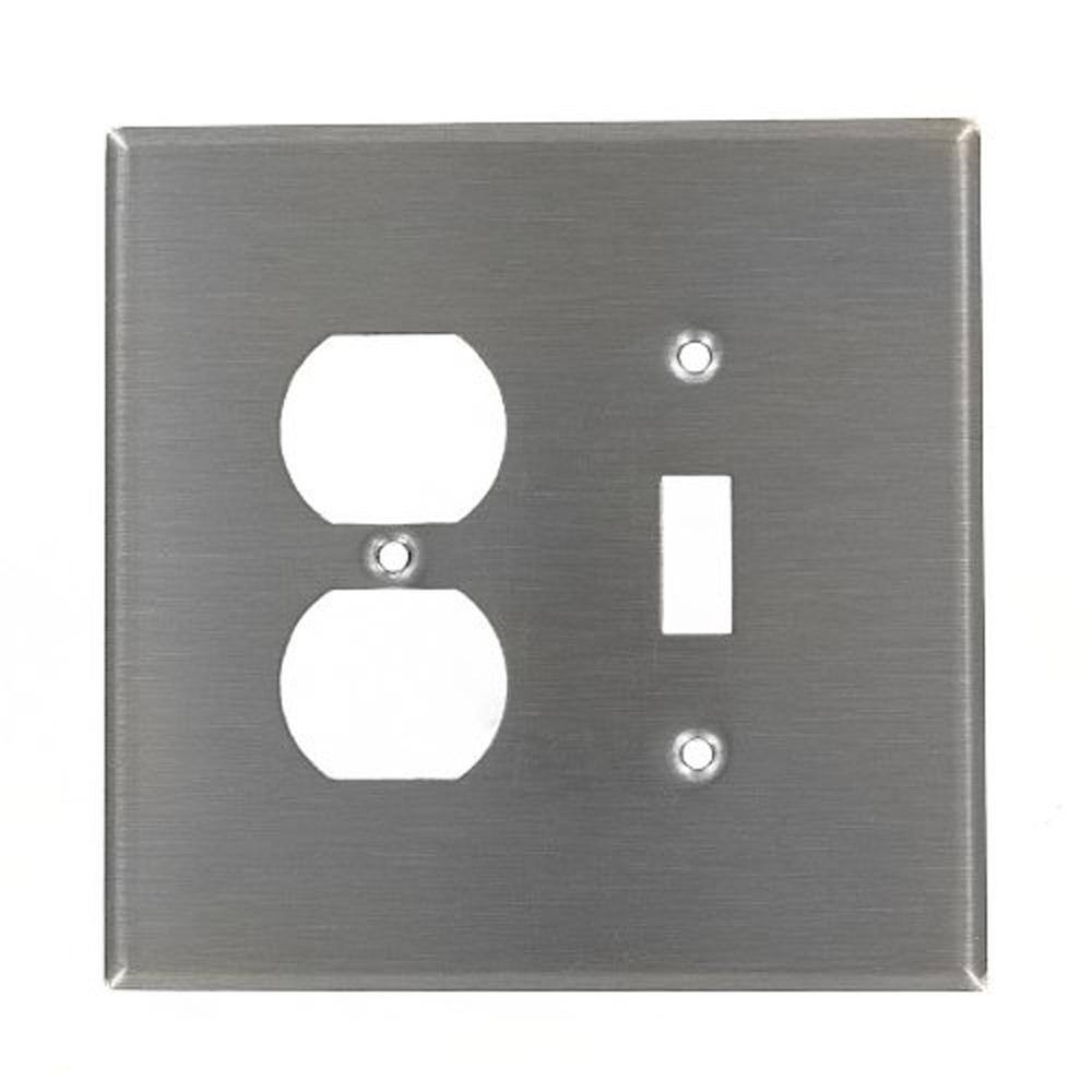 Leviton Stainless Steel 2-Gang 1-Toggle1-Duplex Wall Plate (1-Pack) 84105-40