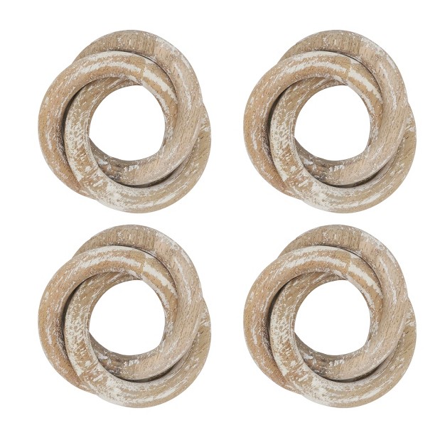 Saro Lifestyle Wooden Dinner Napkin Rings With Interlock Design set Of 4