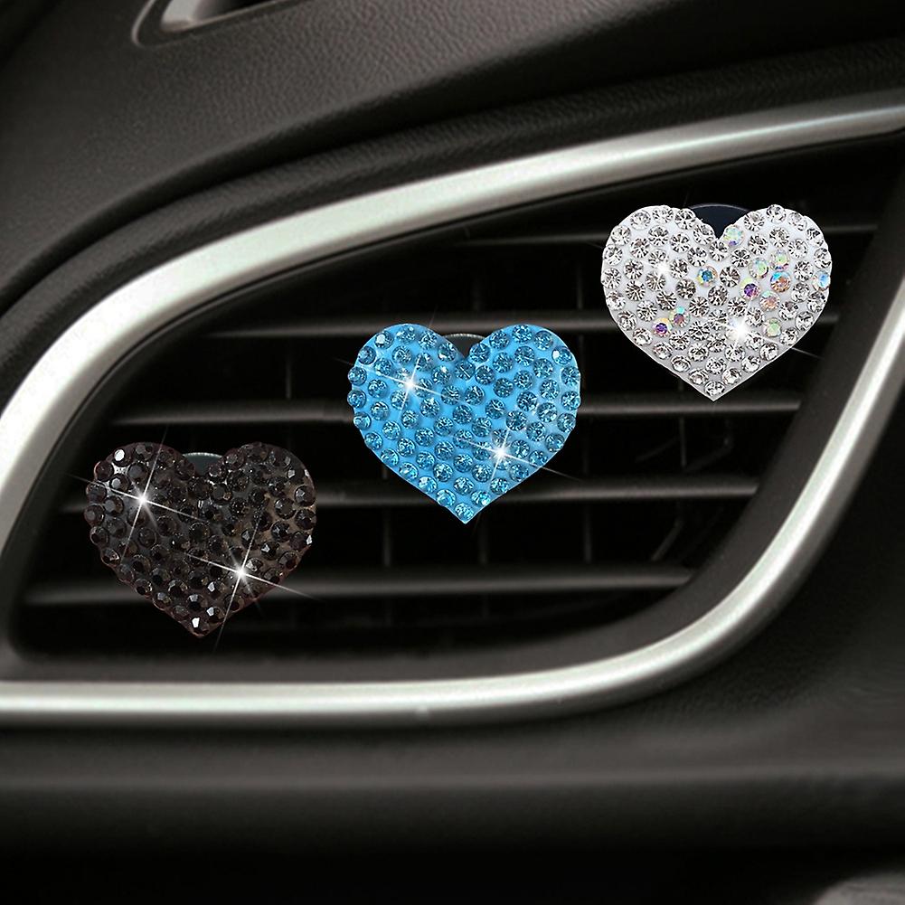 8pcs Bling Heart-shaped Air Vent Clips Charm Crystal Air Freshener Rhinestone Essential Oil Perfume Diffuser Clip Car Accessory Auto Interior Decor Re