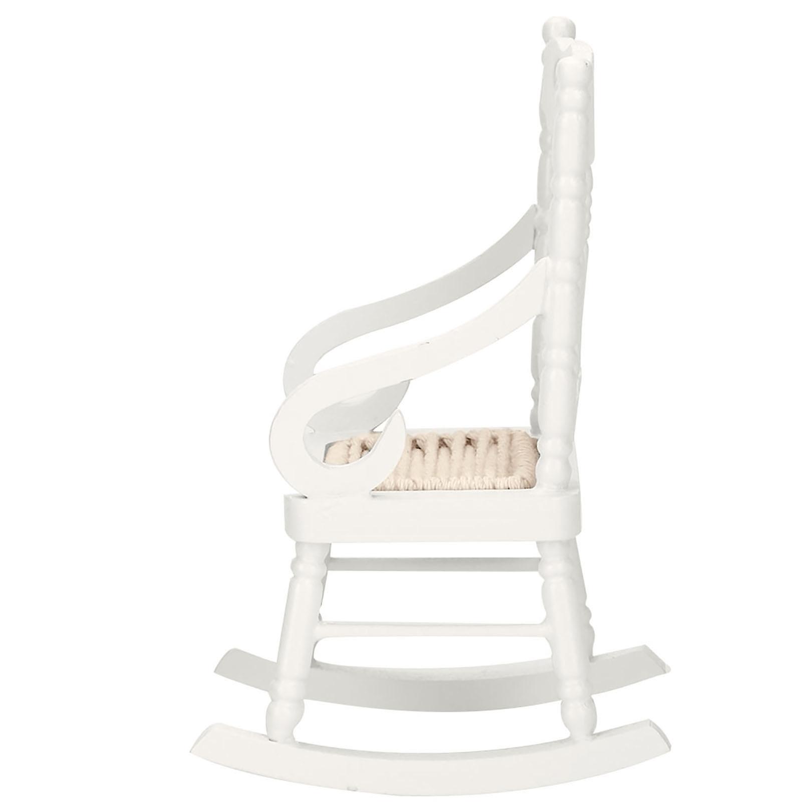 1:12 Dollhouse Miniature Furniture Wooden Rocking Chair For Dolls House Decor Toys (white)