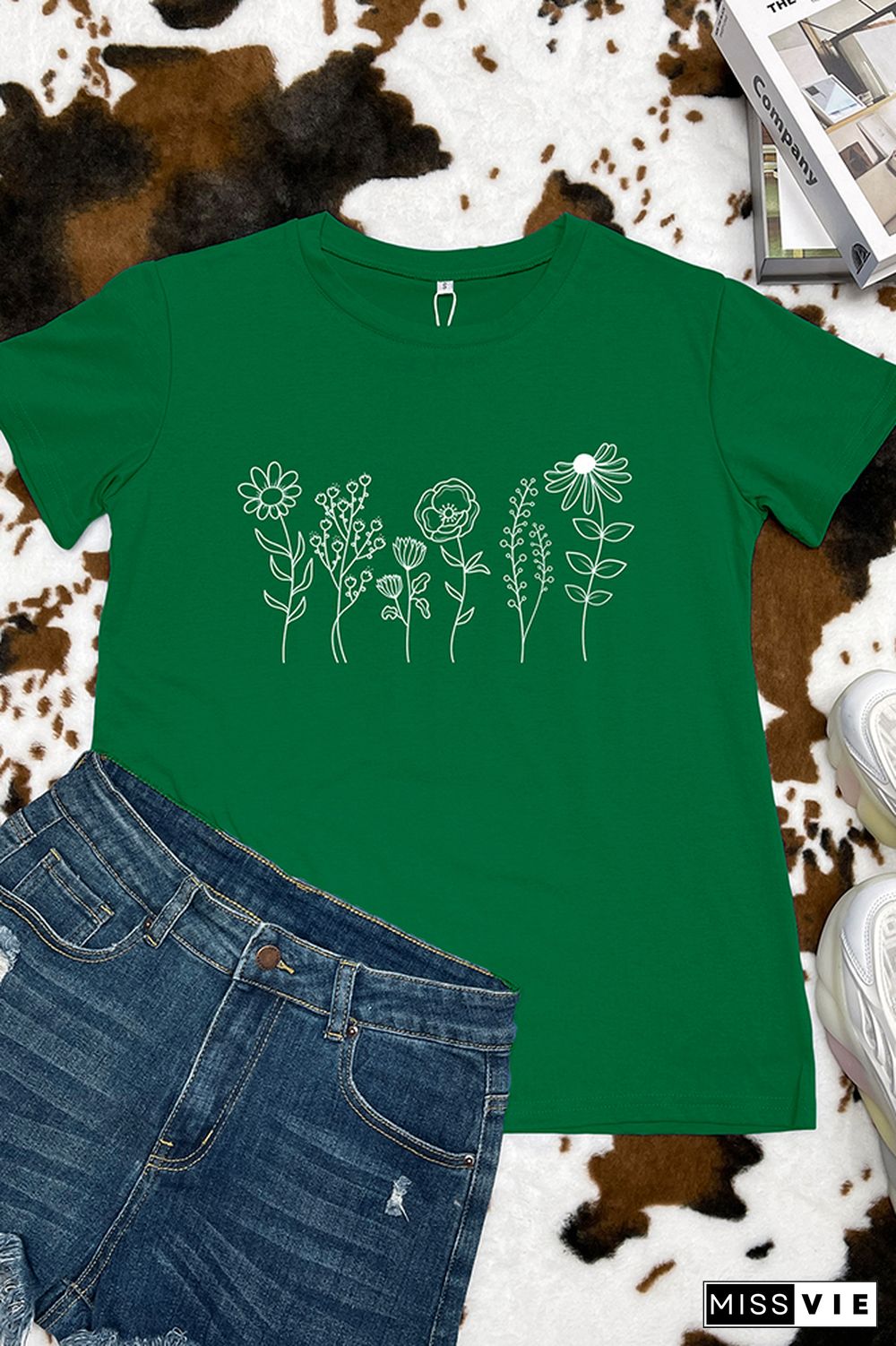 Wildflowers Print Graphic Tee Wholesale