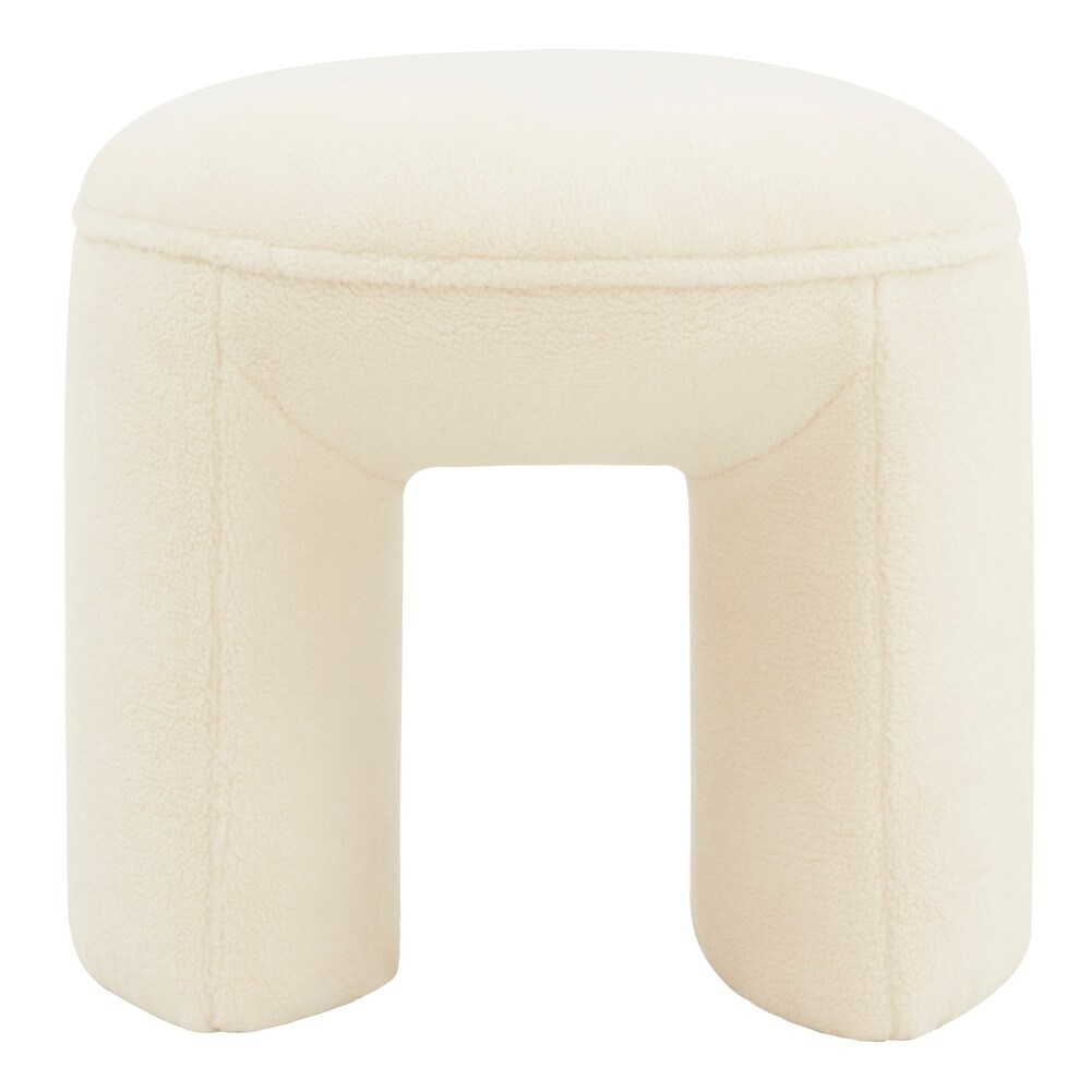 SAFAVIEH Couture Vivie Contemporary Faux Shearling Stool Ottoman