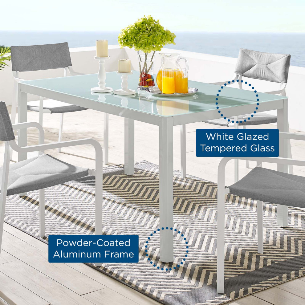 Lounge Dining Table  Rectangular  Aluminum  Metal  White  Modern  Outdoor Patio   Modern   Outdoor Dining Tables   by House Bound  Houzz