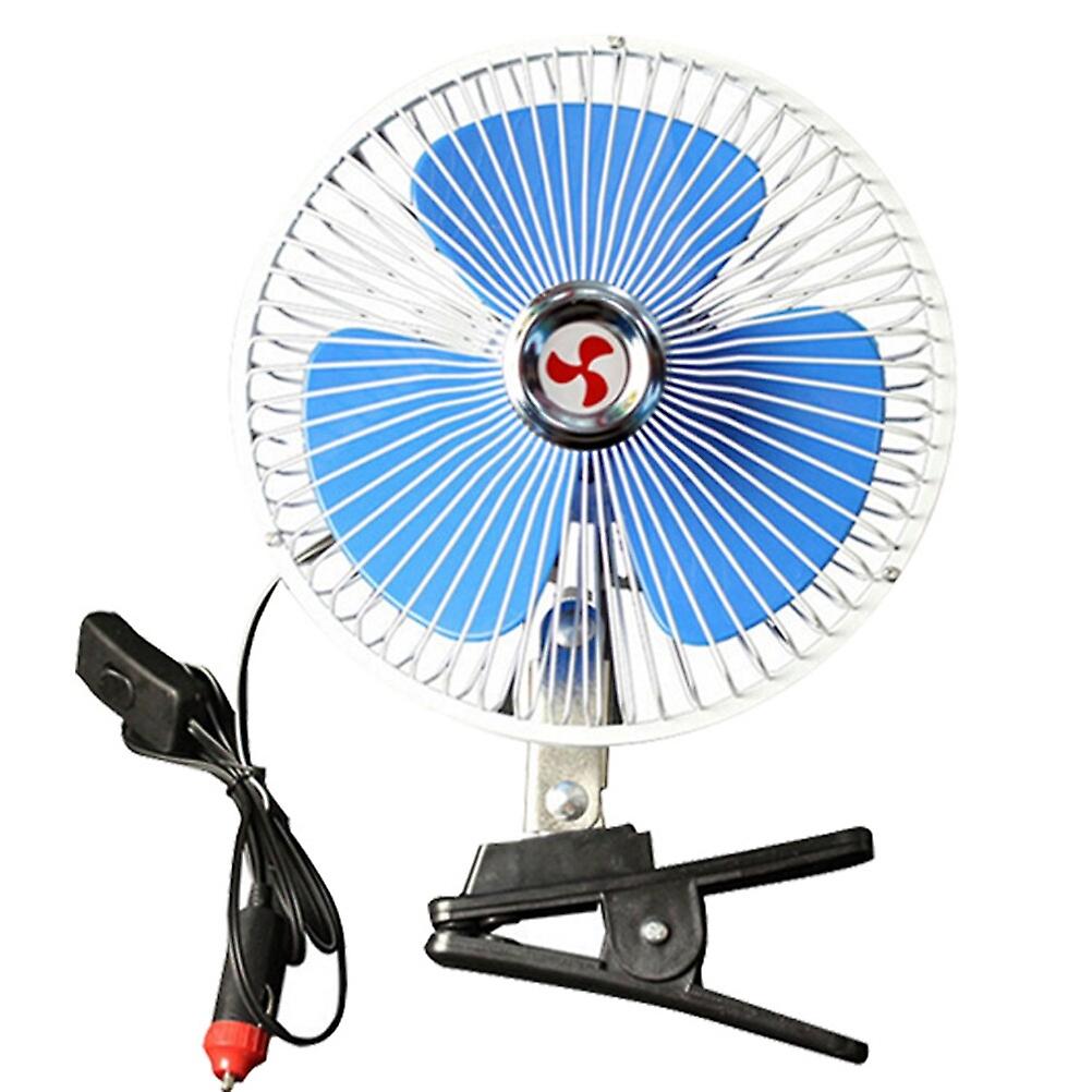 8 Inch 12v Car Vehicle Oscillating Van Fan Portable Dashboard Cooling Clip-on Fan (blue)