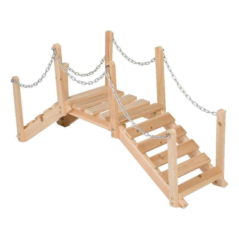 Shine Company Transitional Cedar Wood Decorative Garden Bridge in Beige