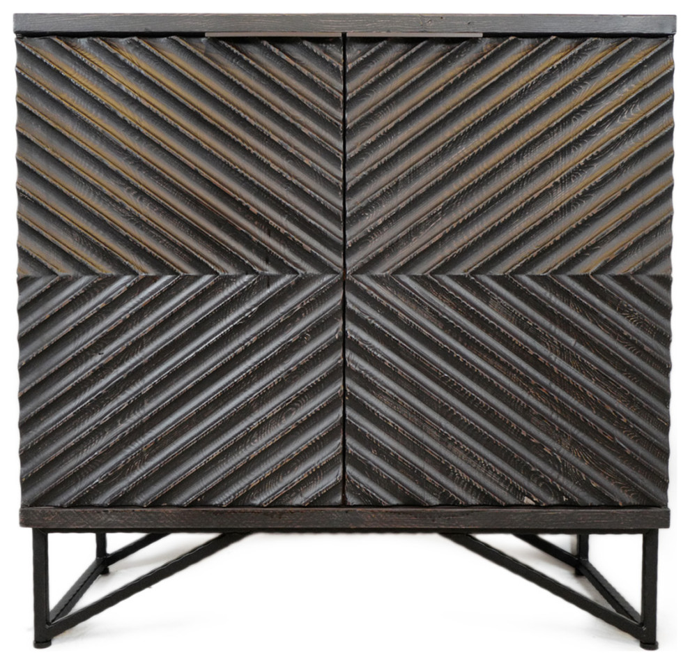 Ebony Geometric Wood Cabinet   Industrial   Accent Chests And Cabinets   by Design Mix Furniture  Houzz