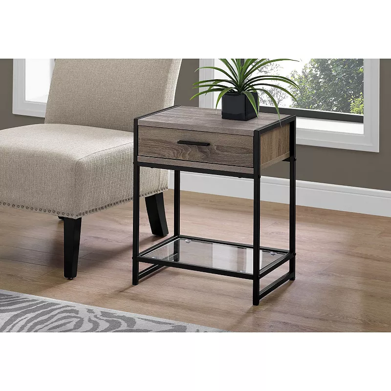 22.25 Rectangular Accent Table with Tempered Glass Top